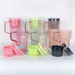 Custom 20oz Portable Plastic Straw Coffee Cup with Handle | https://www.bestnamebadges.com