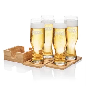 Bamboo Coaster Gift Set - Leipzig | https://www.bestnamebadges.com