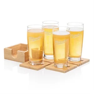 Bamboo Coaster Gift Set - Wilmington | https://www.bestnamebadges.com