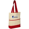 100% Cotton Canvas Sheeting Color Accent Tote Bag W/ Pocket | https://www.bestnamebadges.com