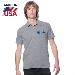 4.5 Oz Unisex Eco Triblend Polo USA Made | https://www.bestnamebadges.com