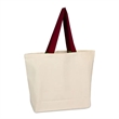 100% Cotton Canvas Beach Bag With Colored Handles | https://www.bestnamebadges.com