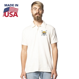 Unisex USA Made Organic Polo Shirt | https://www.bestnamebadges.com