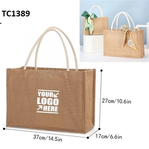 Large Reusable Jute Burlap Tote Bag With Handles