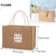 Large Reusable Jute Burlap Tote Bag With Handles | https://www.bestnamebadges.com