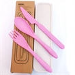 Portable Travle Wheat Straw Cutlery Kit With Case | https://www.bestnamebadges.com