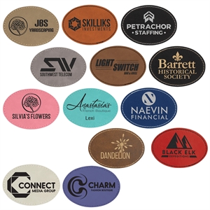 3.5"x2.5" Leatherette Oval Patch with Adhesive