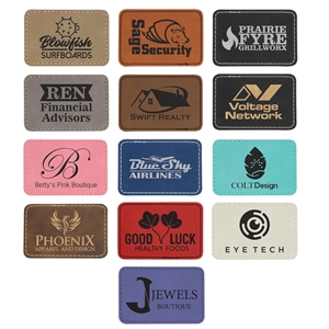 3" x 2"  Leatherette Rectangular Patch with Adhesive