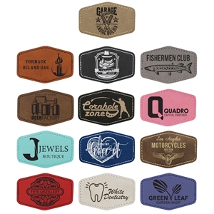 3" x 2"  Leatherette Hexagonal Patch with Adhesive