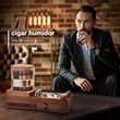 Wooden Cigar Case Humidor Ashtray Set With Cutter Office | https://www.bestnamebadges.com