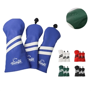 Interchangeable Leather Golf Head Cover with number plate | https://www.bestnamebadges.com