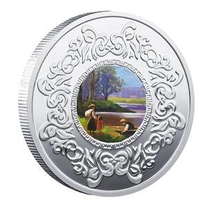 Silver Relief Full Color Metal  Commemorative Coin With Prot