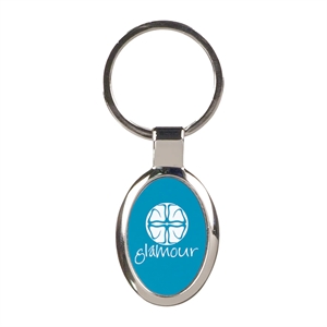 Blue Laserable Metal Oval Keychain