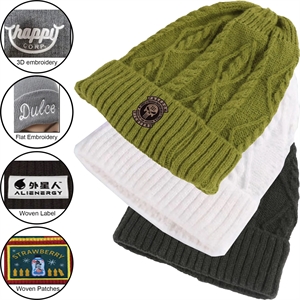 Premium Braided Knit Cuffed Beanie | https://www.bestnamebadges.com