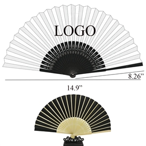 Handheld Paper Folding Fan With Bamboo Frames