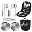 Custom Portable Stainless Steel Picnic Camping Utensil Set | https://www.bestnamebadges.com