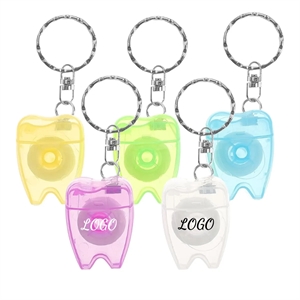 15m Mint Portable Tooth Shaped Dental Floss With Keychain