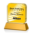 Flamborough VividPrint™ Award on Base - Amber | https://www.bestnamebadges.com