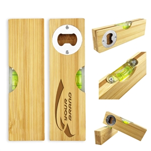 Bamboo Level With Bottle Opener Spirit Level Multitool | https://www.bestnamebadges.com