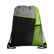Tri Color Drawstring Backpack with Front Mesh Pocket | https://www.bestnamebadges.com