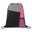 Tri Color Drawstring Backpack with Front Mesh Pocket | https://www.bestnamebadges.com