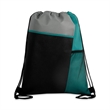 Tri Color Drawstring Backpack with Front Mesh Pocket | https://www.bestnamebadges.com