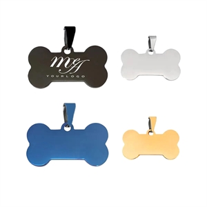 Pets Nameplate Bone Shape ID Tags Metal Customize