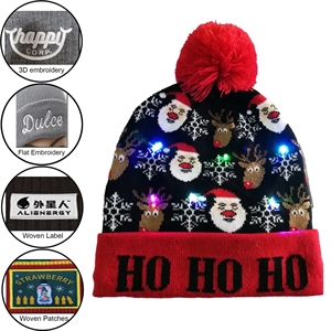 LED Custom Made Light Up Pompom Beanie | https://www.bestnamebadges.com