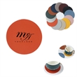 Personalized Round Coffee Cup Pad Water Oil Proof PU | https://www.bestnamebadges.com