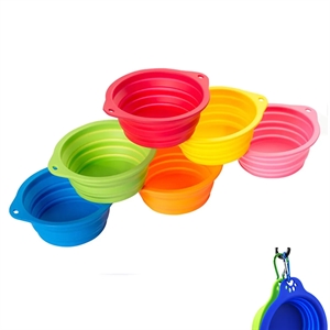 MOQ 50 Outdoor Portable Silicone Folding Dog Bowl