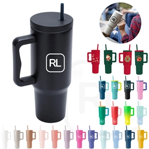 40oz Stainless Steel Insulated Tumbler w/ Handle and Straw 