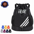 Waterproof Drawstring Backpack With Shoe Compartment | https://www.bestnamebadges.com