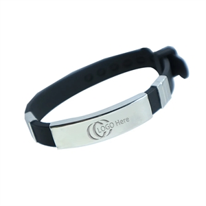 Silicon Bracelet With Laser Engravered Metal Plate