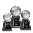 Golf Ball Award on Tall Marble Base | https://www.bestnamebadges.com