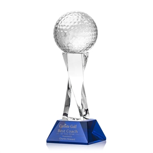 Golf Ball Award on Langport Base - Blue | https://www.bestnamebadges.com