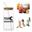 16 Oz Glass Cups With Straw | https://www.bestnamebadges.com