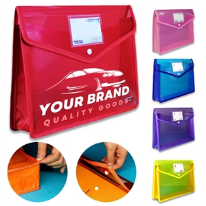 Colorful Snap-Button Transparent Waterproof Document Bag | https://www.bestnamebadges.com