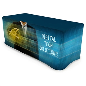 8' Premium Full Color Fitted Zipper Style Table Throws | https://www.bestnamebadges.com