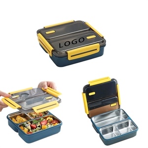 Three-Compartment Portable Tableware Lunch Box