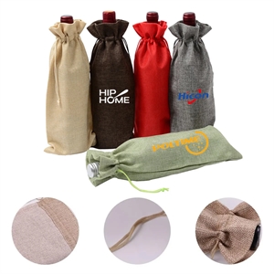 Colorful Burlap Wine Bottle Bag | https://www.bestnamebadges.com