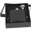 6 oz Black Stainless Steel Flask Gift Set | https://www.bestnamebadges.com
