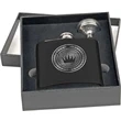 6 oz Black Stainless Steel Flask Gift Set | https://www.bestnamebadges.com