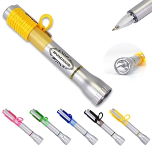LED Light-Up Black Plastic Ink Pen Necklace Flashlight Pen | https://www.bestnamebadges.com