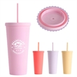 24OZ Candy Color Double-Layer Plastic Straw Cup with Lid | https://www.bestnamebadges.com
