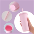 24OZ Candy Color Double-Layer Plastic Straw Cup with Lid | https://www.bestnamebadges.com