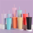 24OZ Candy Color Double-Layer Plastic Straw Cup with Lid | https://www.bestnamebadges.com
