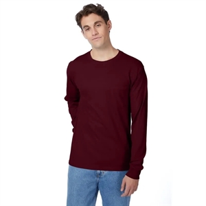 Hanes 6.1 Oz. Tagless® ComfortSoft® Long-Sleeve Pocket T | https://www.bestnamebadges.com