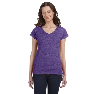 Gildan SoftStyle® Ladies 4.5 Oz. Junior Fit V-Neck T-Shirt | https://www.bestnamebadges.com