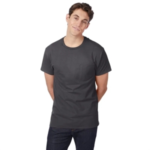 Hanes 6.1 Oz. Tagless® ComfortSoft® Pocket T-Shirt | https://www.bestnamebadges.com