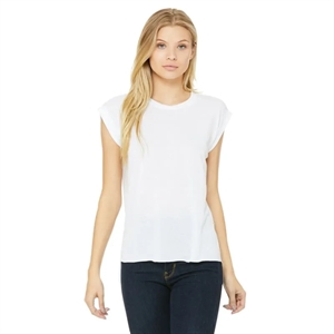 Bella + Canvas Ladies' Flowy Muscle T-Shirt With Rolled Cuff | https://www.bestnamebadges.com